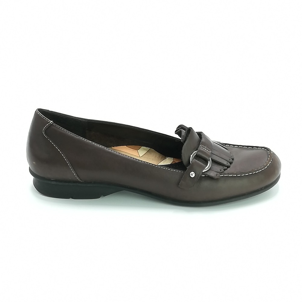 Bare‎ Traps Shoes Womens Moccasin Loafer Swept Brown Leather Fringe Slip On 9